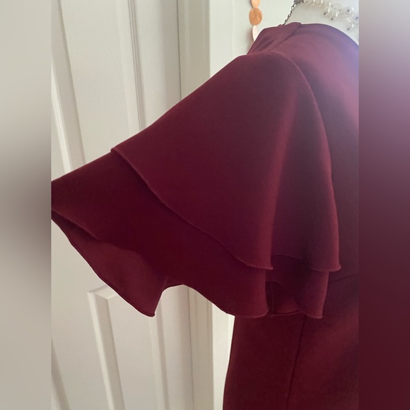 ANN TAYLOR Burgundy Flutter Sleeve Dress, Size 0P (zero Petite) - Picture 7 of 16